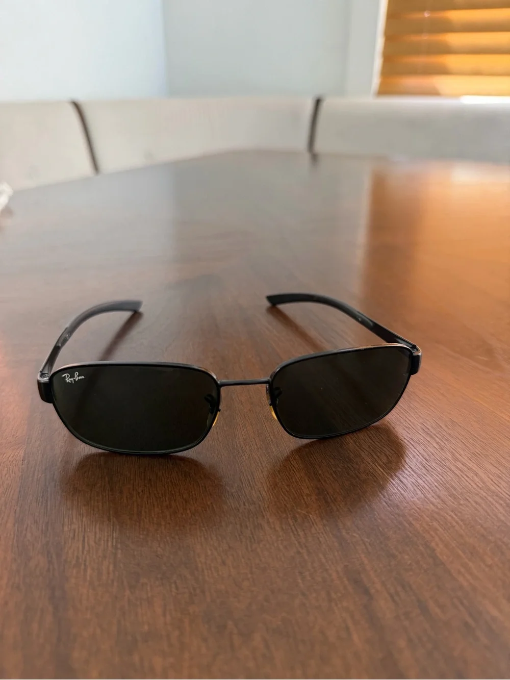 Ray-Ban Black Rectangular Metal Frame Sunglasses